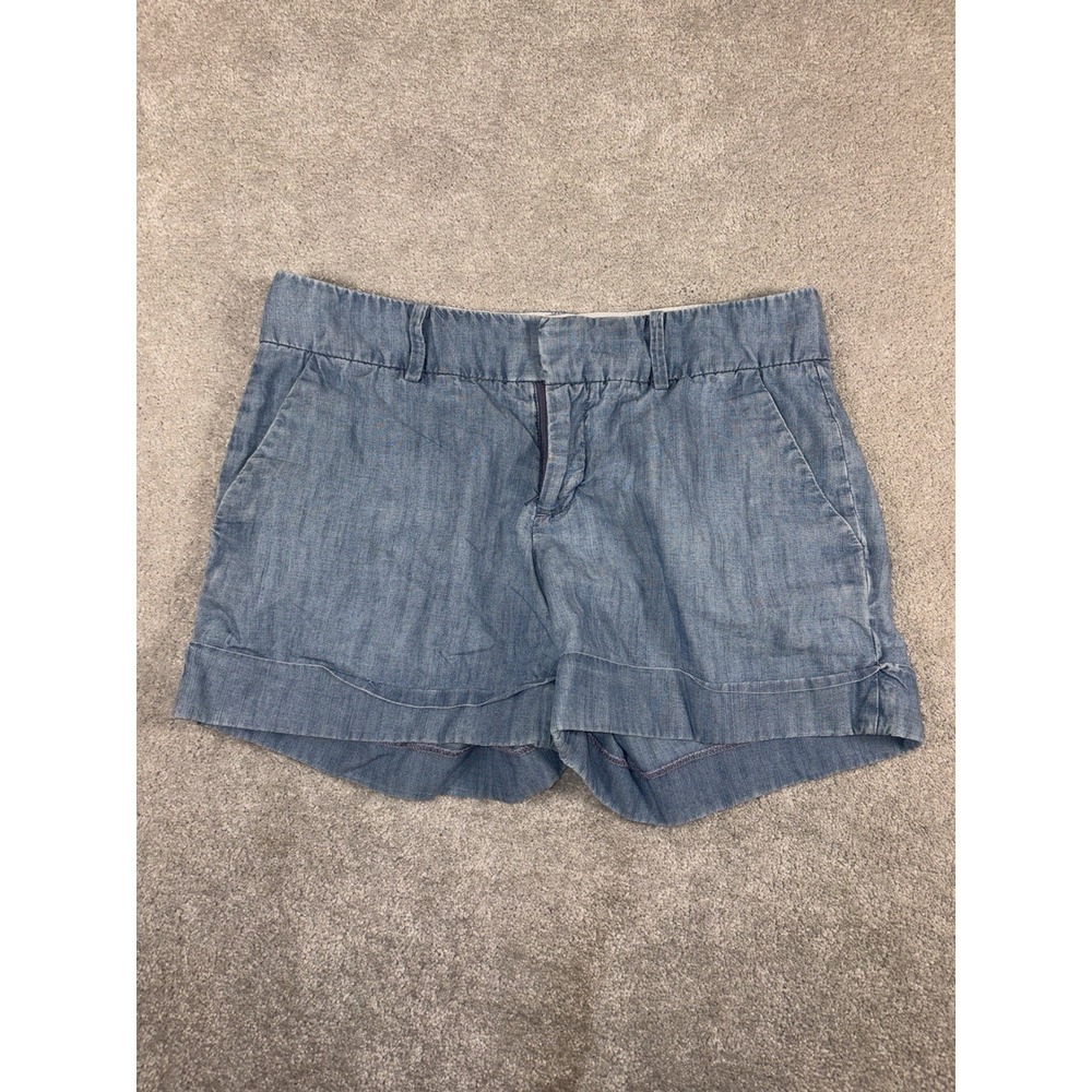 club monaco chambray shorts womens size 4 blue lyocel soft